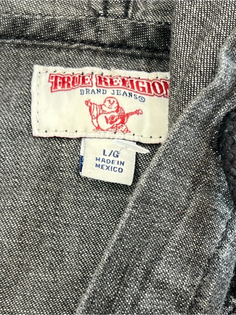 True Religion Men’s Hoodie Shirt Jacket Horseshoe Y2K Sz L Streetwear Skater
